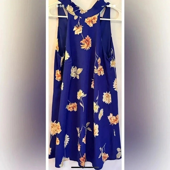 LULUS Royal Blue Floral Swing Dress Size Small EUC - Picture 5 of 5